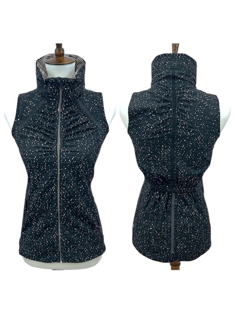 Lululemon Go The Distance Hooded Vest Butterfly Texture Mink Berry Black